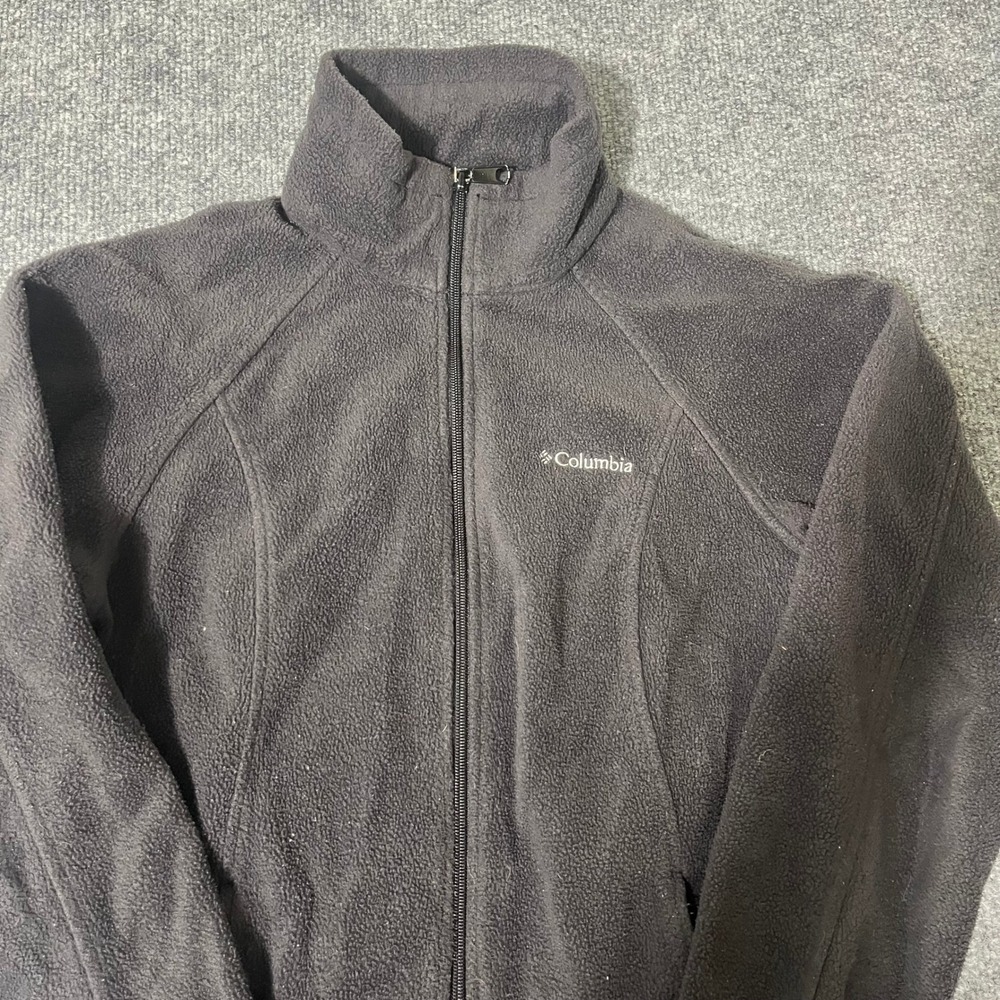 Columbia Fleece Womens Size S Dark Gray Full Zip Mock Neck Outdoor Jacket Soft